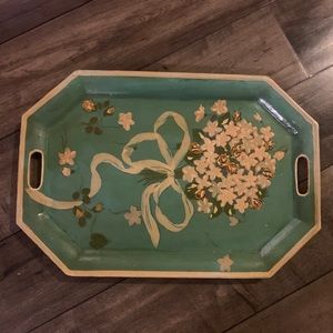 Vintage Hand Painted Flower Serving Tray